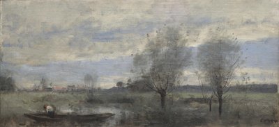 Palluel, Boater in the Marshes by Jean Baptiste Camille Corot
